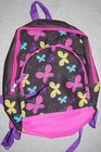 Girls Backpack 2 Compartment Padded Adjustable Straps BUTTERFLY Pink Aqua Yellow