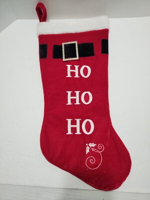Ho Ho Ho Christmas Stocking ST NICK'S CHOICE RED VELVET Black Belt With Buckle