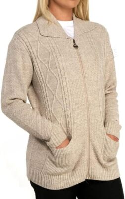 Damen-Cardigan mit Reißverschluss Damen Strick Langarm Pullover Freizeitpullover UK S-2XL
