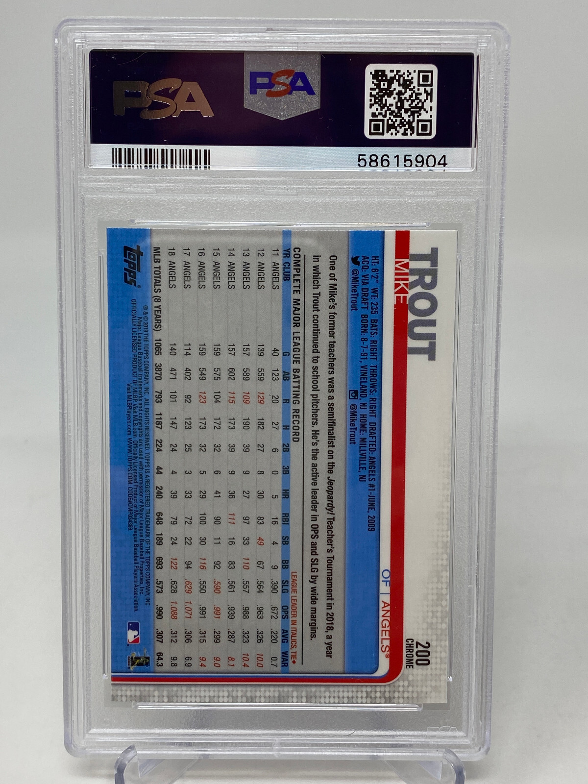 2019 Topps Chrome #200 Mike Trout Jumping PSA 10 view 7