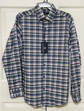 NWT Hart Schaffner Marx size M white blue long sleeve button up shirt mens 98