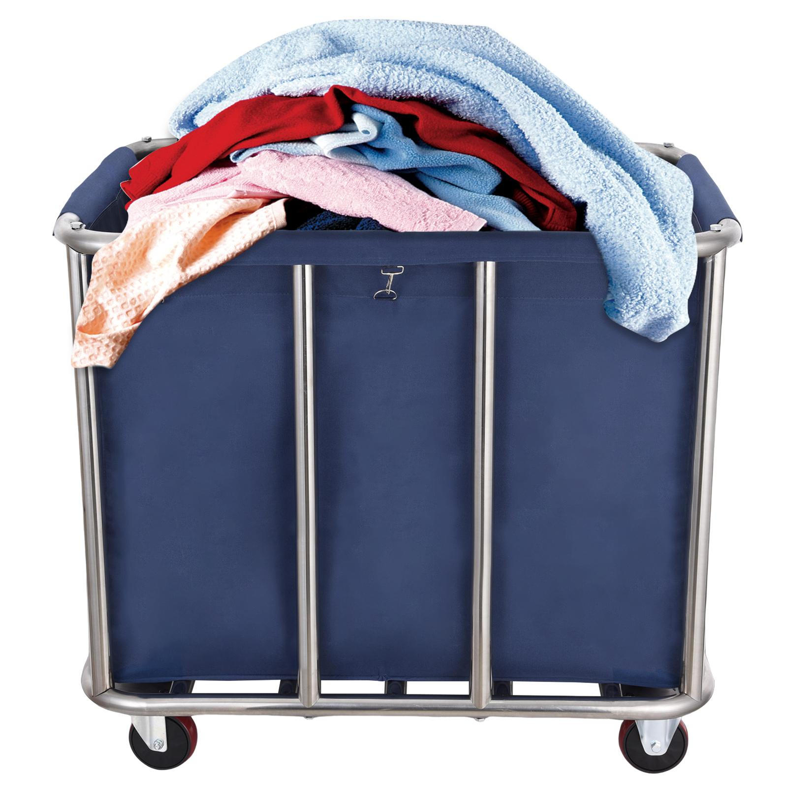 Steel Polyester Laundry Cart Laundry Basket 11.35Bushel Heavy Duty w/ 4'' Wheels