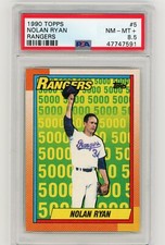 Nolan Ryan 1990 Topps Rangers #5. PSA Graded NM-MT+ 8.5
