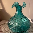 FENTON ART GLASS BLUE TEAL ROYALE OC 8" "SWAN" VASE WARE #9458 PRODUCED 1988-89