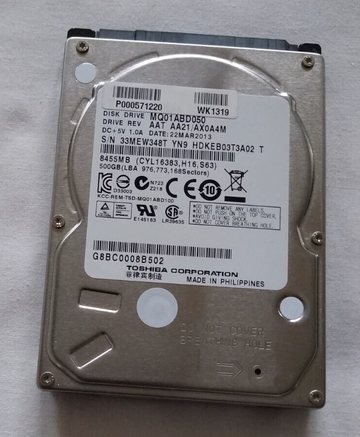 Toshiba MQ01ABD050 500GB SATA Hard Drive