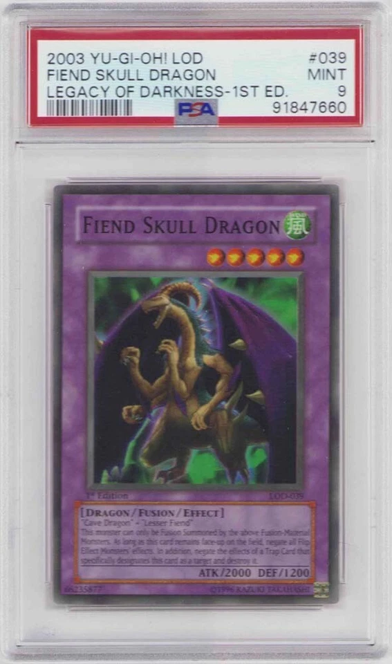 FIEND SKULL DRAGON 1ST EDITION HOLO LOD-39 PSA #91847659 GRADE MINT 9 SUPERRARE! - Image 3 of 4