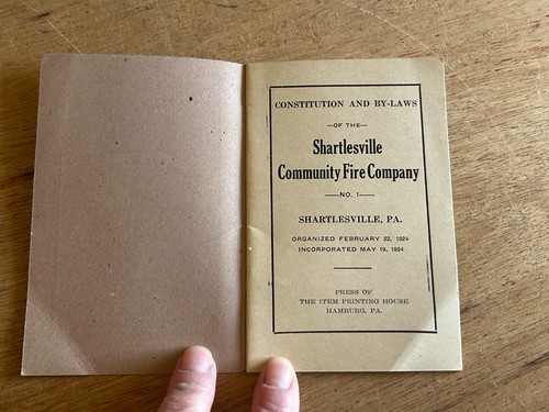 Folleto de colección de Shartlesville PA Constitution By-Laws Community Fire Company 1904 - Imagen 4 de 16