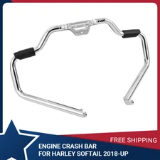 Mustache Engine Guard Crash Bar Fits For Harley Softail Fat Boy 2018-2024 Chrome