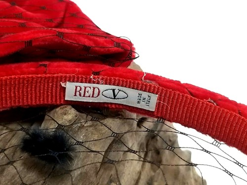 Authentic Red Valentino Italy Red Bow Velvet Headband - Picture 11 of 11