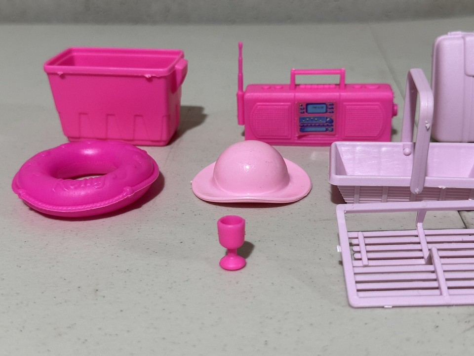 Barbie & Kelly Doll Vintage Furniture Baby Crib, Stroller, Bathtub