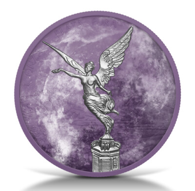 2024 1 oz Mexico Libertad Purple Marble Edition Silver Colored