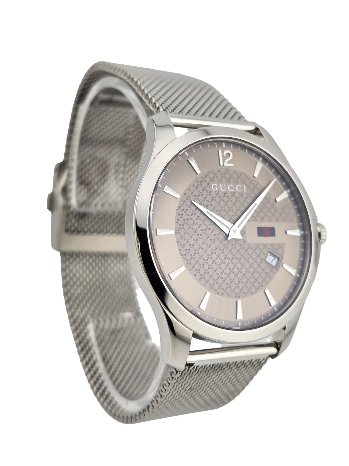 Montre pour homme Gucci G Timeless YA126310A cadran marron bracelet maille