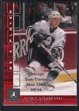 VITALY VISHNEVSKI 2001/02 BAP MEMORABILIA RUBY CHICAGO EMBOSSED SP #09/10
