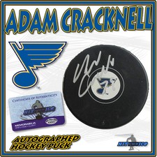 ADAM CRACKNELL Signed ST. LOUIS BLUES PUCK - w/COA #5