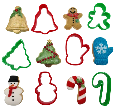 EVELAY LTD 6 Christmas Cookie Plastic Biscuit Cutters Gingerbread Bell Tree Snowman Mitten