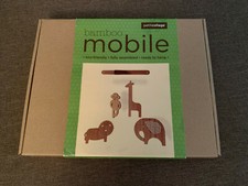 PETITCOLLAGE Bamboo Mobile SAFARI FRIENDS, Eco-Friendly Nursery Baby NEW