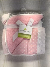 Cuddle Time Pink White Minky Dot Patchwork Sherpa Baby Blanket Hearts Cuddletime