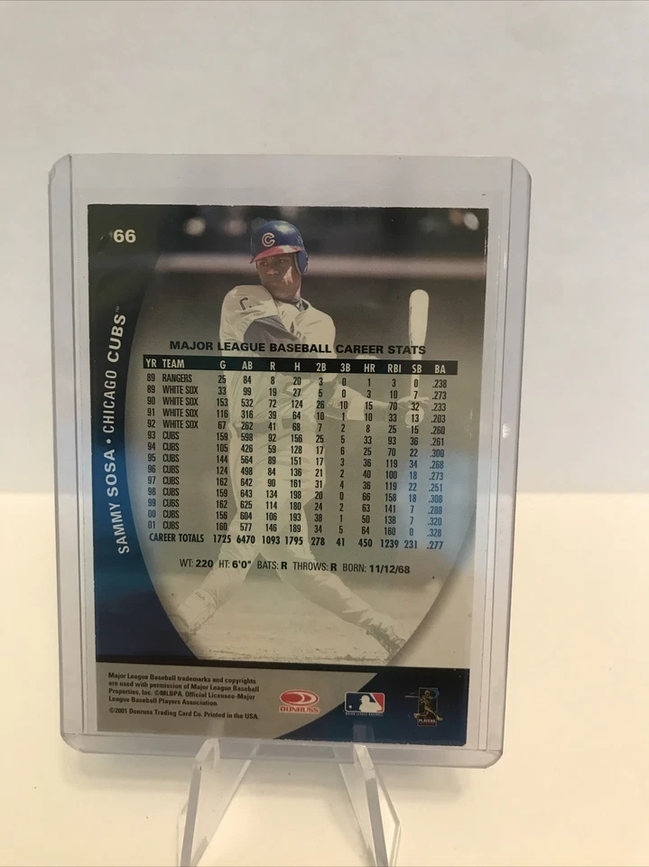 SAMMY SOSA 2001 DONRUSS CLASS OF 2001 CARD # 66 A0400 - Image 2 of 2