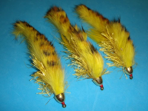 FLY FISHING FLIES - Yellow [.44 MAGNUM] Bunny Streamers, size #2 (3 pcs)