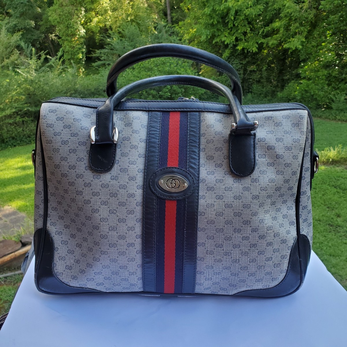 Gucci GGロゴ オフディア Gucci Navy Coated Canvas Micromonogram 
