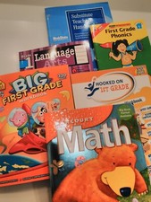 Grade 1 book lot Phonics Math Language Arts Sub Teacher Handbook Workbooks Read