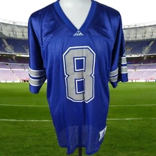 Vtg Troy Aikman Apex One NFL #8 1990s Dallas Cowboys Jersey Blue Mens Size L 