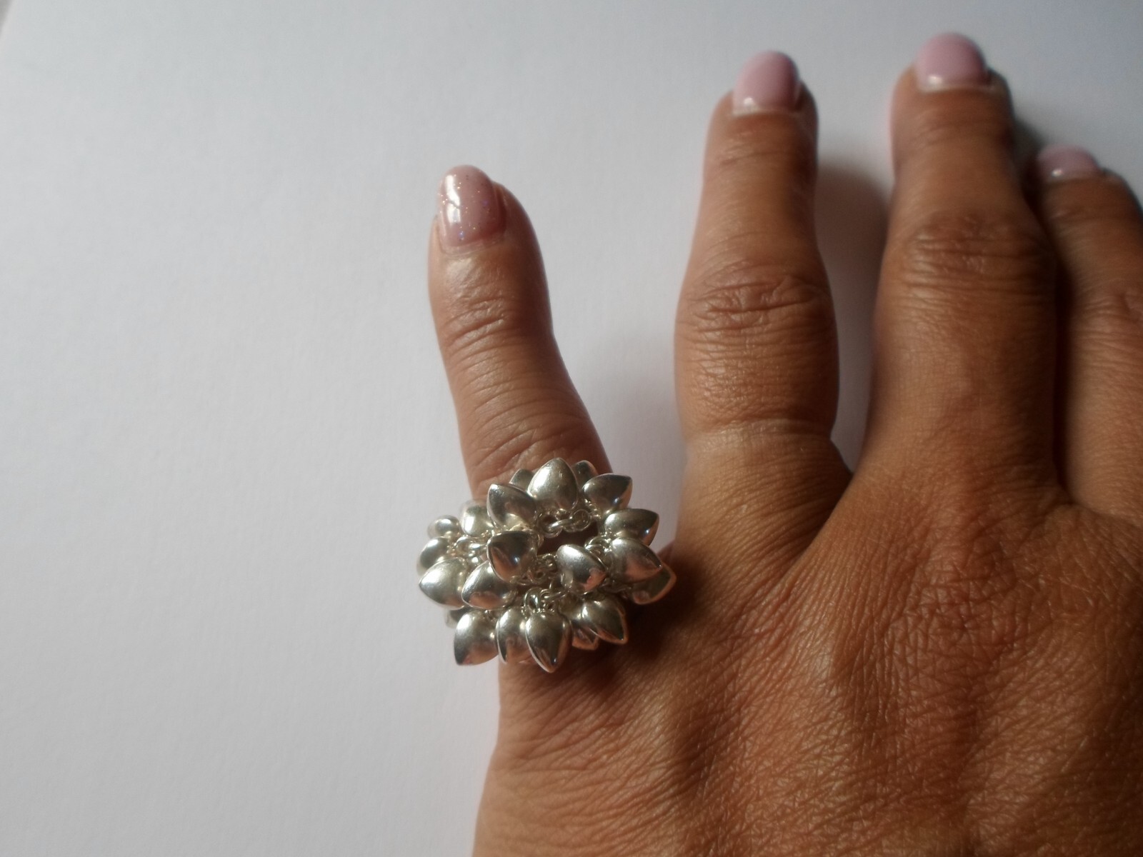 solid silver ring, heart charms, openwork outline… - image 4