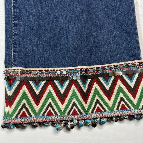 Alice Olivia Beta Embroidered PomPom Hem Wide Leg Crop Jean Womens 28 High Rise - Picture 5 of 19