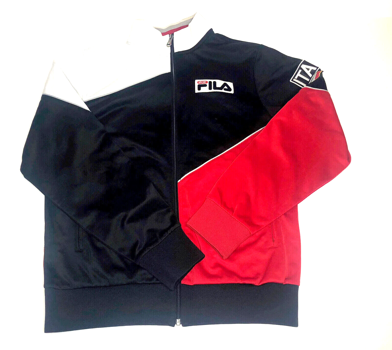 Giacca Vintage Fila Sport Italia Calcio Calcio Pista Full Zip Rosso Blu Sma