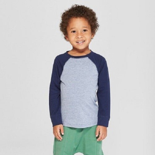 Cat & Jack Toddler Boys' Long Sleeve Raglan TShirt Navy/Blue Sizes 2T