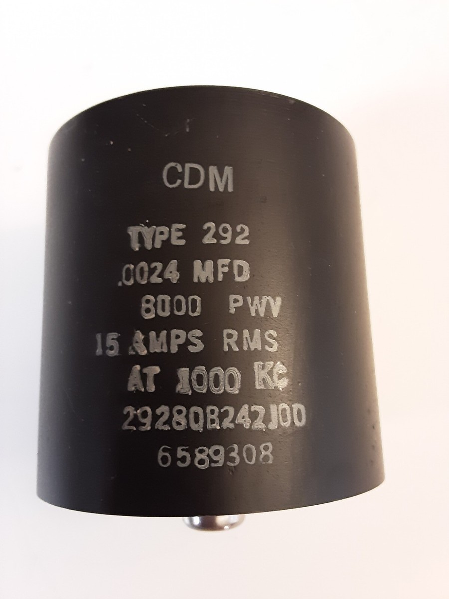 New CDM Mica Capacitor Type 292, .0024 MFD 8000 PWV 15 Amps New CDM Mica Capacitor Type 292, .0024 MFD 8000 PWV 15 Amps