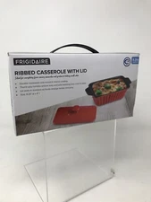 FRIGIDAIRE Rectangular Ribbed Casserole NEW 8.25" Non-stick Stoneware Pan w/ Lid
