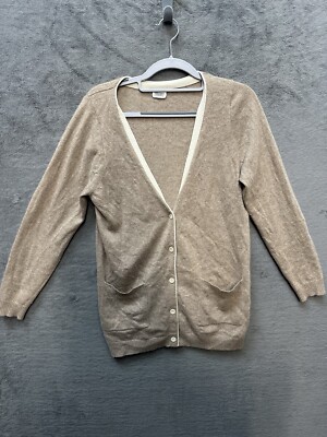 Toast 100 % Kaschmir Strickjacke Damen Größe 10 Haferflockenbraun Knopfleiste