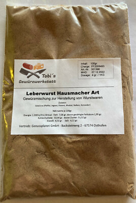Leberwurst Hausmacher Art Gewürzmischung 100gr. Wurstherstellung ohne Pökelsalz