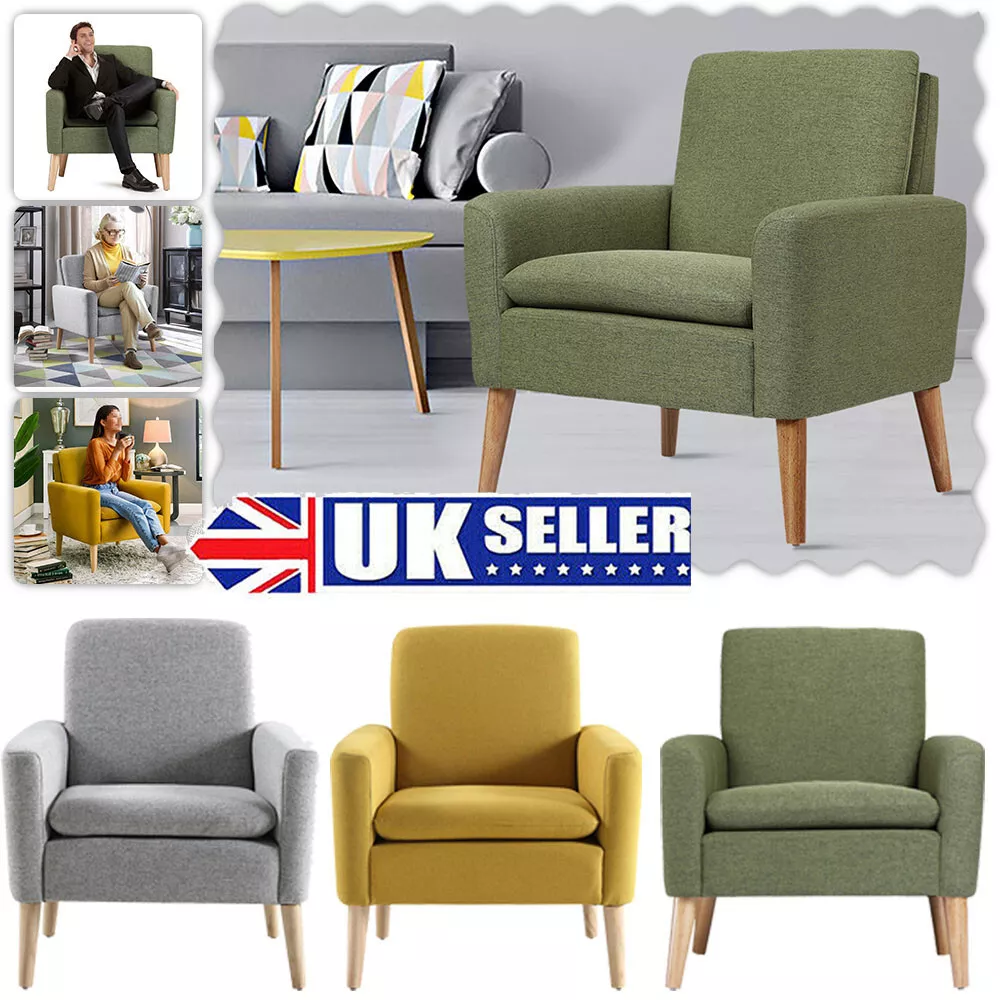 Comfy Single Sofa Chair Modern Living Room Armchair Fabric Soft Sofa Home Use