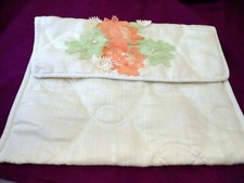 VINTAGE LINGERIE/DELICATES TRAVEL/STORAGE FOLD OVER FABRIC BAG-LACE APPLIQUES