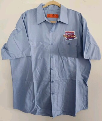 Hoosier 500 - MEN'S Blue SHORT SLEEVE BUTTON-UP WORK SHIRT - RED KAP - XL