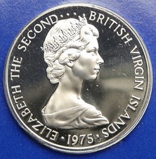 1975 British Virgin Islands Queen Elizabeth II PELICAN Proof 50 Cent Coin i93934