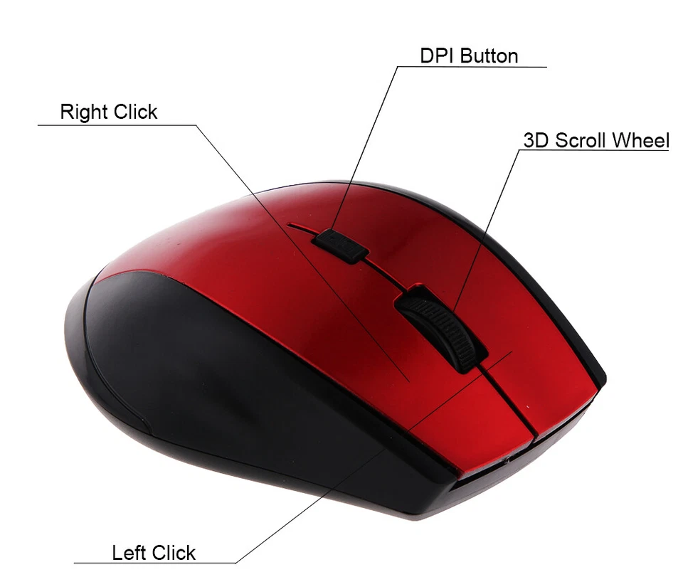 Wireless Gamer Mouse 2.4GHz for Computer PC Gaming Laptop with USB receiver - Image 3 of 4