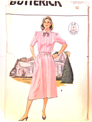 Dress 12 Butterick 3100 Sewing Pattern J.G Hook UC Belted Pleated Top Collared