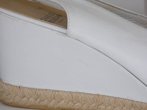 Charles Jourdan Espadrilles White Leather Platform Peep Toe Slingback EU 39 UK 6 - Picture 10 of 22