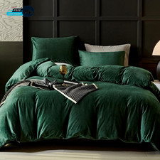 Emerald Green Flannel Velvet Duvet Cover King Size Duvet Cover Bedding