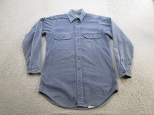 Vintage Woolrich Chamois Flannel Shirt Mens M Navy Blue Botton Up Heavy 90s Read