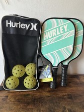 Hurley Pickleball Paddle Set in Retro Teal w/ 2 Paddles 4 Balls  Carry Case NEW