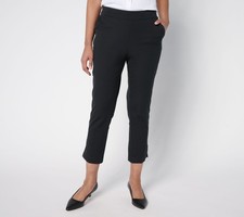 Isaac Mizrahi Live Regular 24/7 Stretch Icon Straight Leg Crop Pants Pitch Blac
