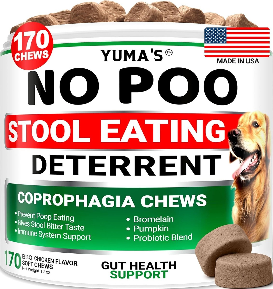 No Poo Chews for Dogs Coprophagia No Poop Eating Deterrent Supplement Made  in US