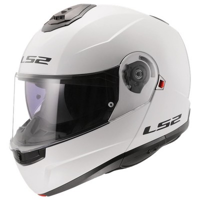LS2 Strobe II Modular Motorcycle Helmet Solid Gloss White Medium