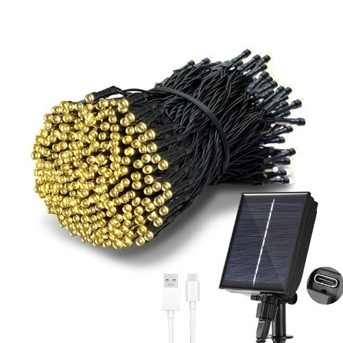 Solar Lichterketten Outdoor Warmweiß - 20 M 200 LED Usb/Solarbetriebene...-image