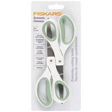 Fiskars Everyday Titanium Scissors [SoftGrip]: 8 in. / 2-pack (White and Green)