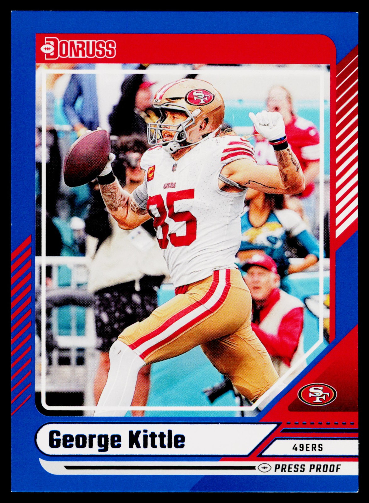 2024 Donruss #112 George Kittle Press Proof Blue I4
